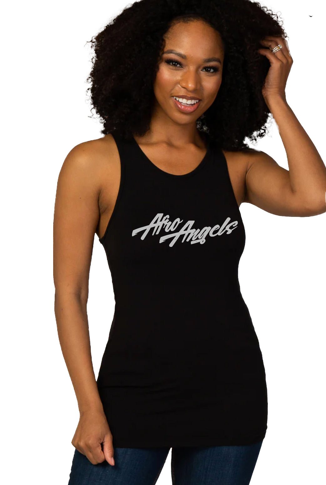 Flagship Logo Race Back Tank Top (Black) – Afro Angels